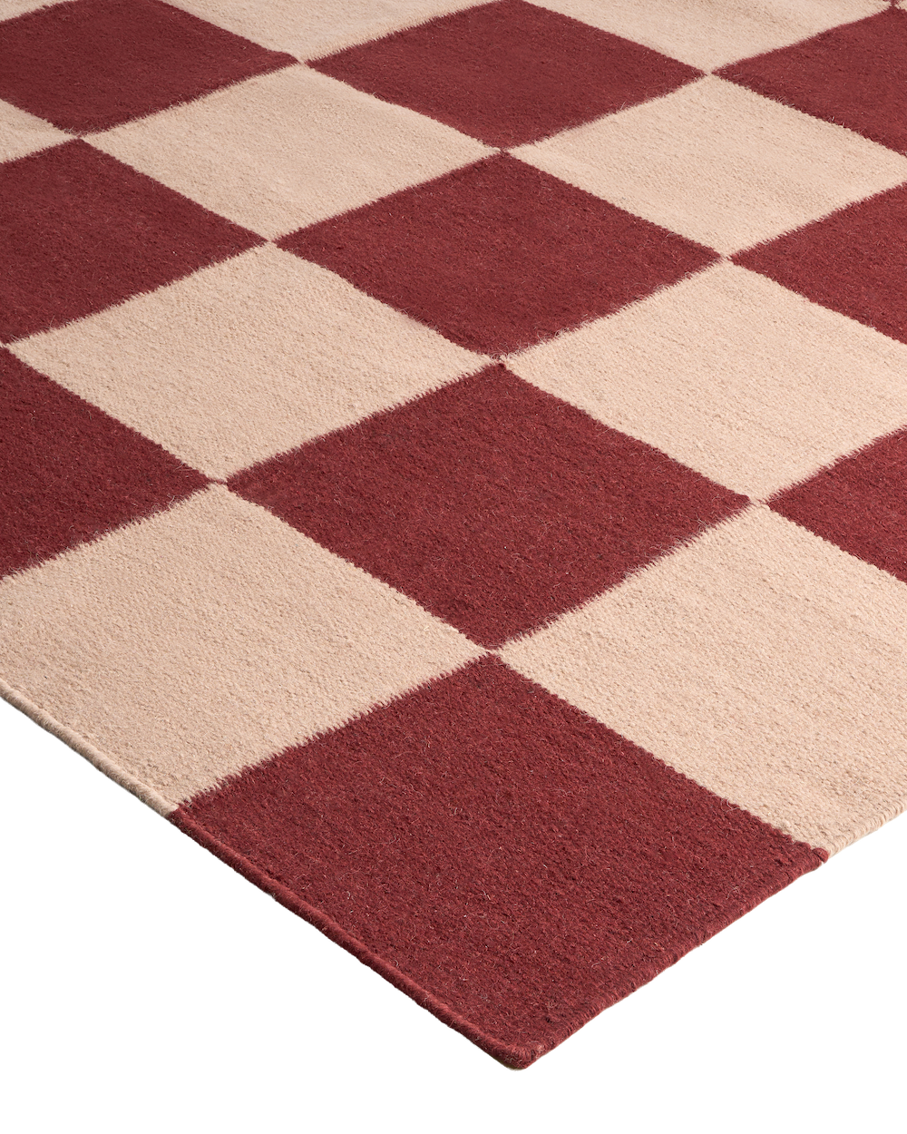 Blockprint Burgundy Washable Blended Wool Flatweave Swatch double.online