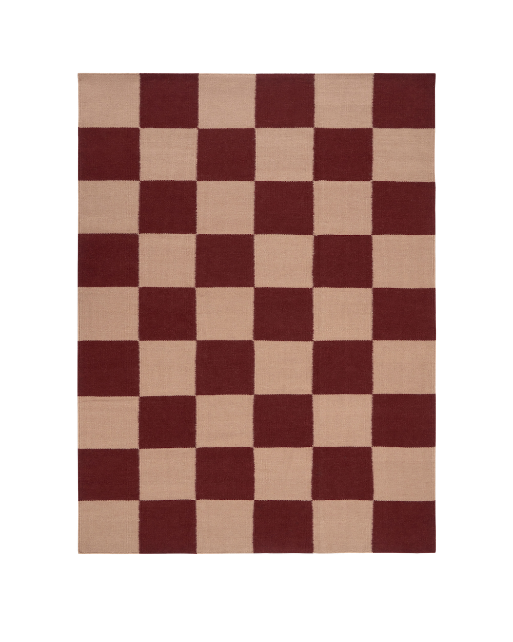 Blockprint Burgundy Washable Blended Wool Flatweave Rug double.online Standard System 90x150cm