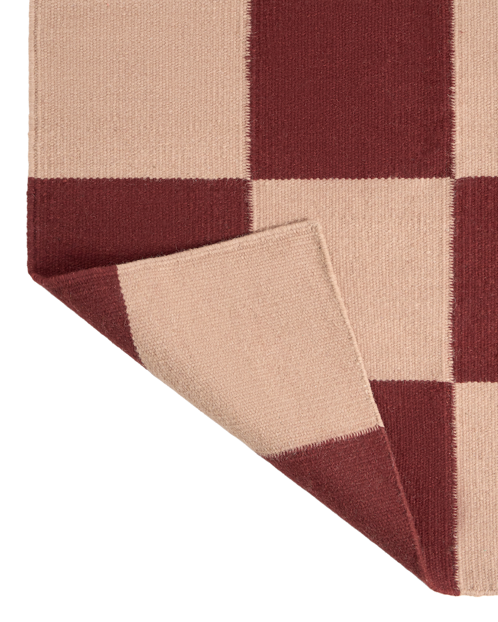 Blockprint Burgundy Washable Blended Wool Flatweave Swatch double.online