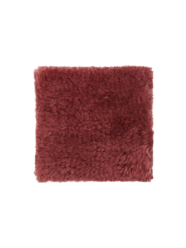 Nelson burgundy wine washable wool fine cut pile swatch