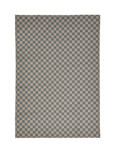 Checks light blue new jute rug