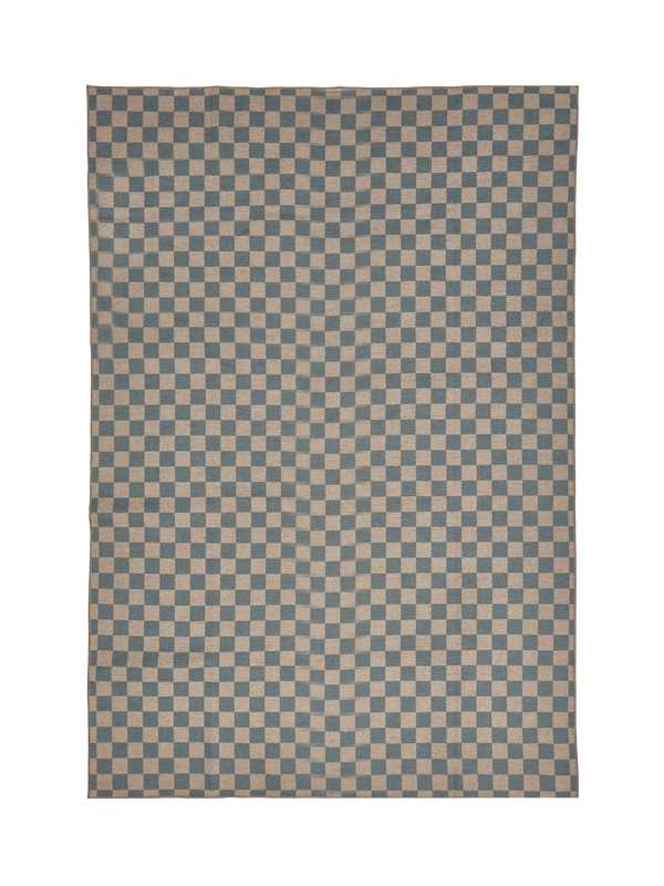 Checks light blue new jute rug