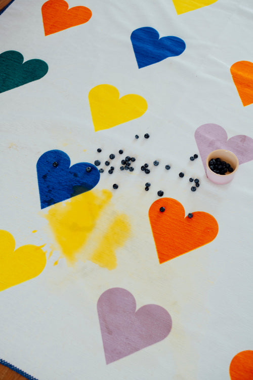 Hearts olive chenille rug