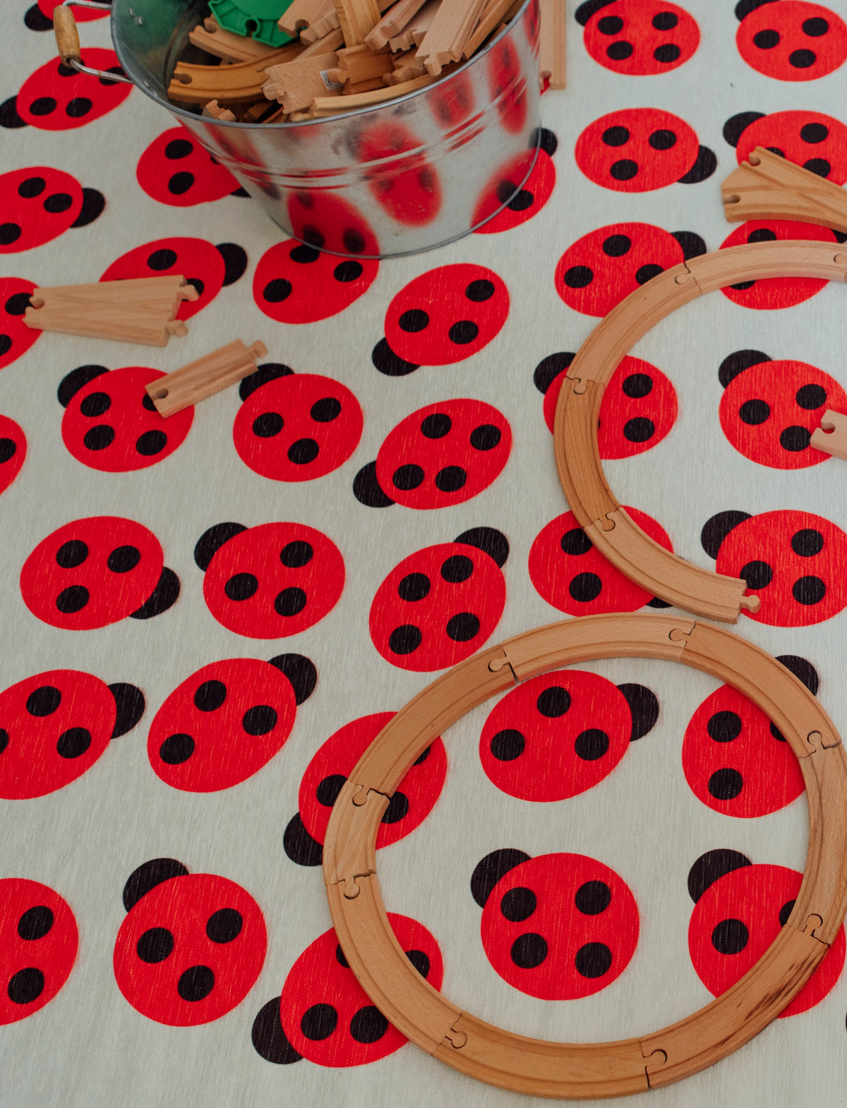 Lady Bugs Red Chenille Rug