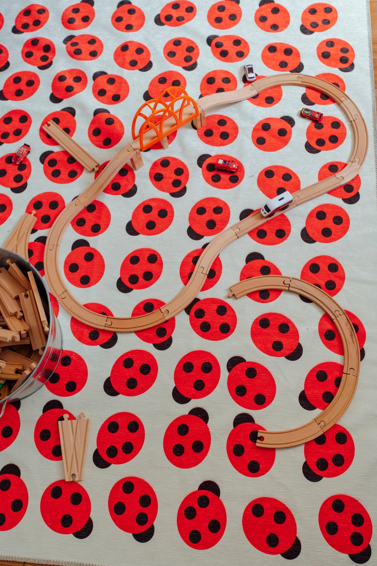 Lady Bugs Red Chenille Rug