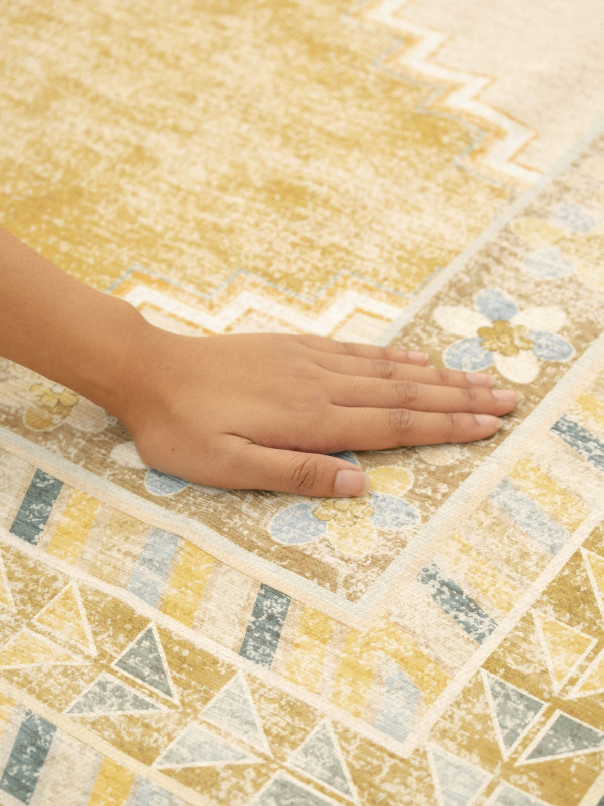 Diamond Mustard Chenille Rug