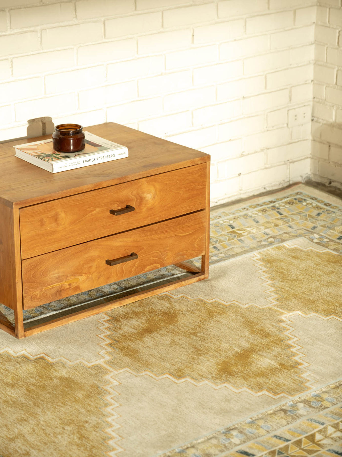 Diamond Mustard Chenille Rug