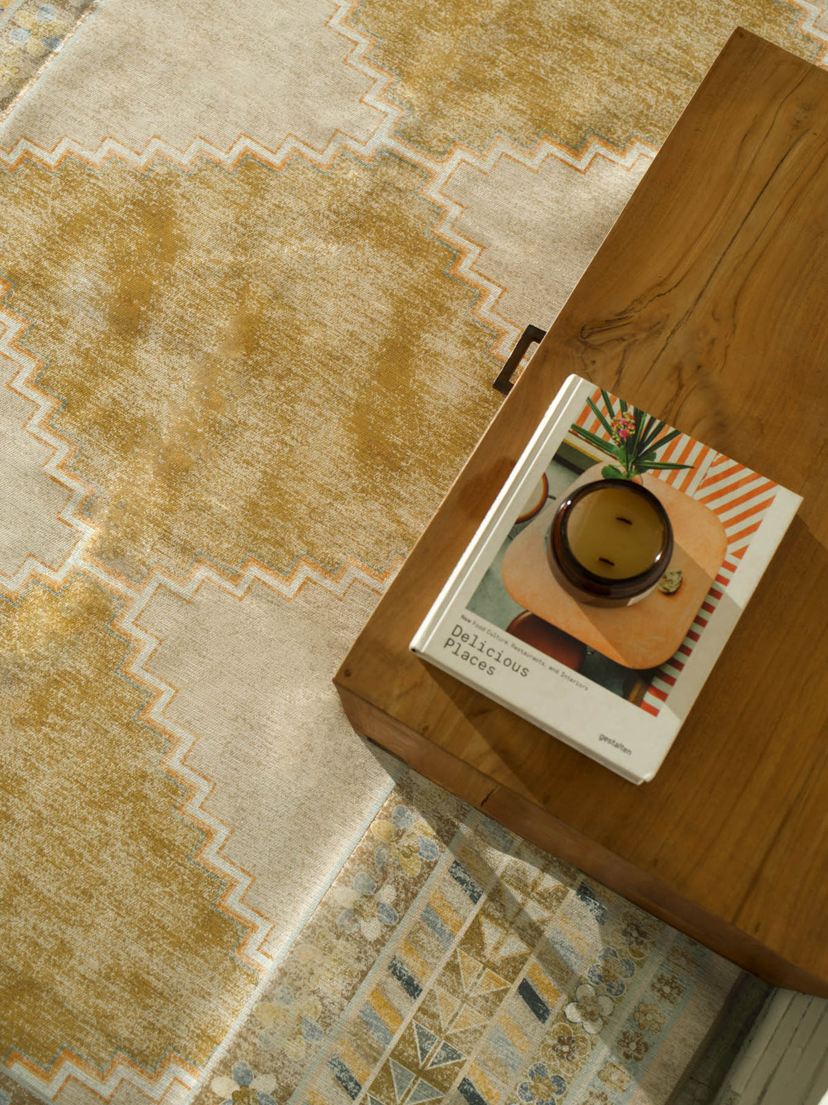 Diamond Mustard Chenille Rug