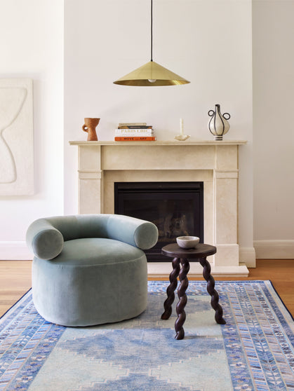Diamond pale blue chenille rug