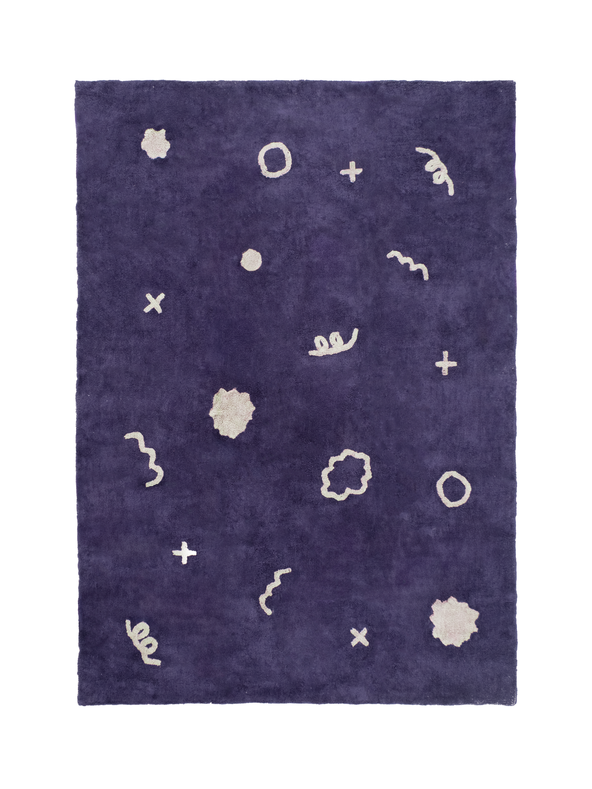 Doodles Steel Blue Washable Organic Cotton Cut Pile Rug
