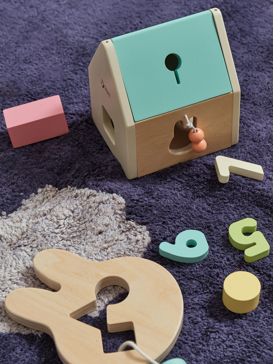 Doodles Steel Blue Washable Organic Cotton Cut Pile Rug