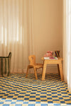 Micro Check Light Yellow Cotton Feel Rug