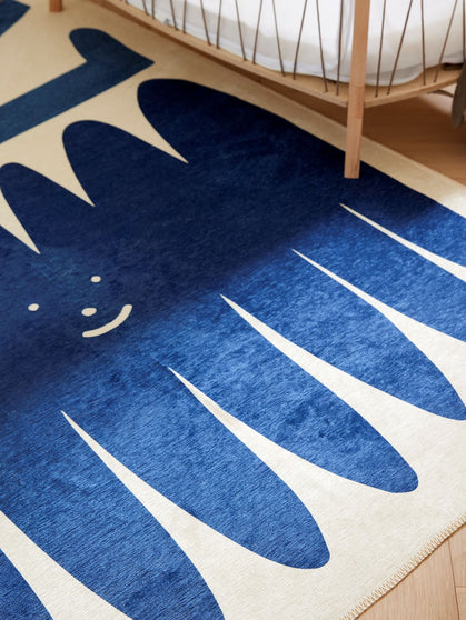 Friends steel blue chenille rug