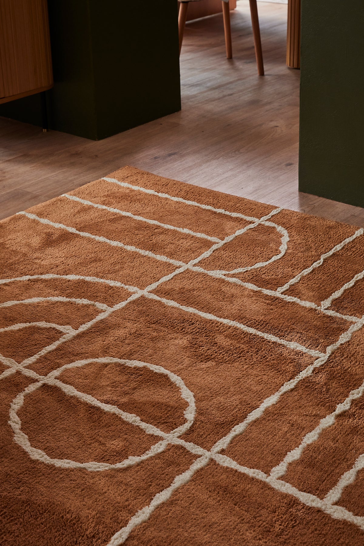 Clock Rust Cotton Feel Rug