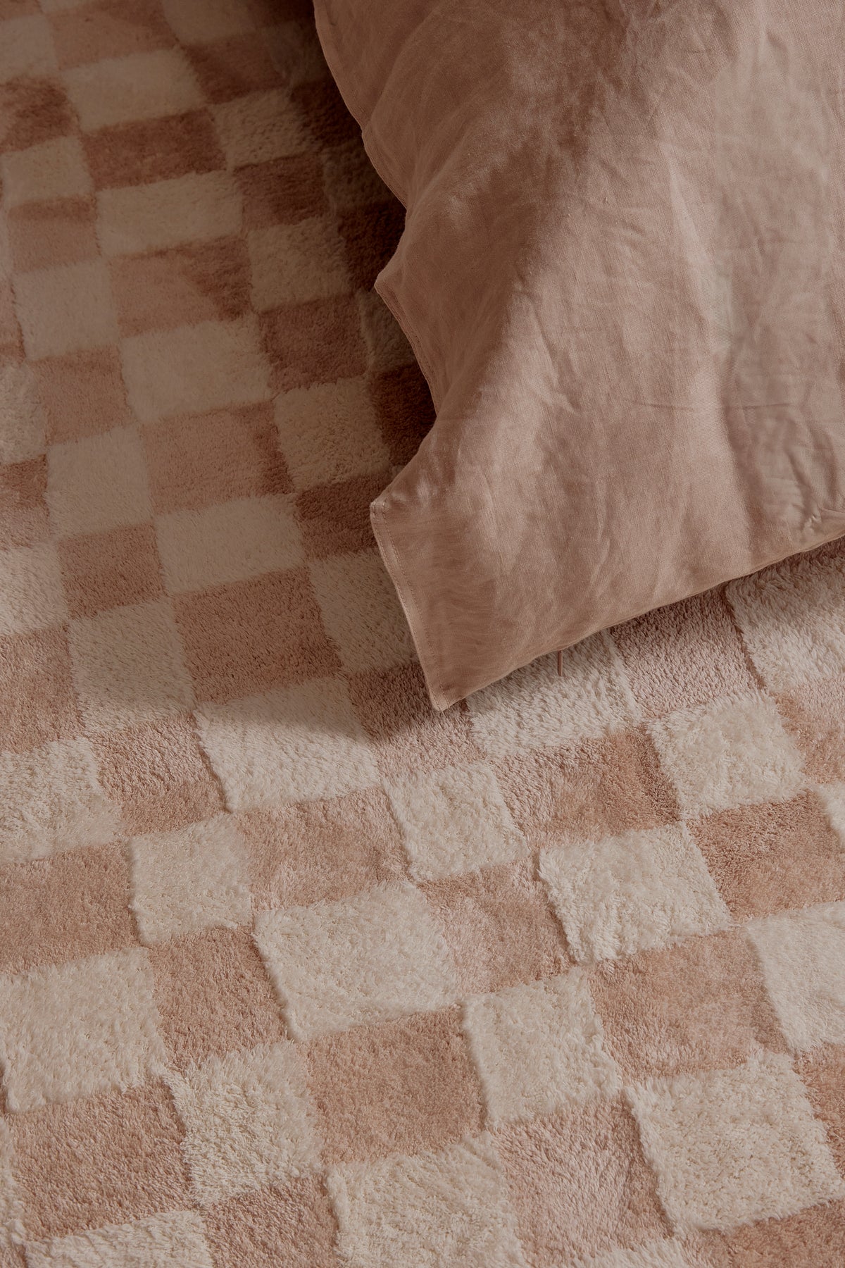 Micro Check Nude Cotton Feel Rug