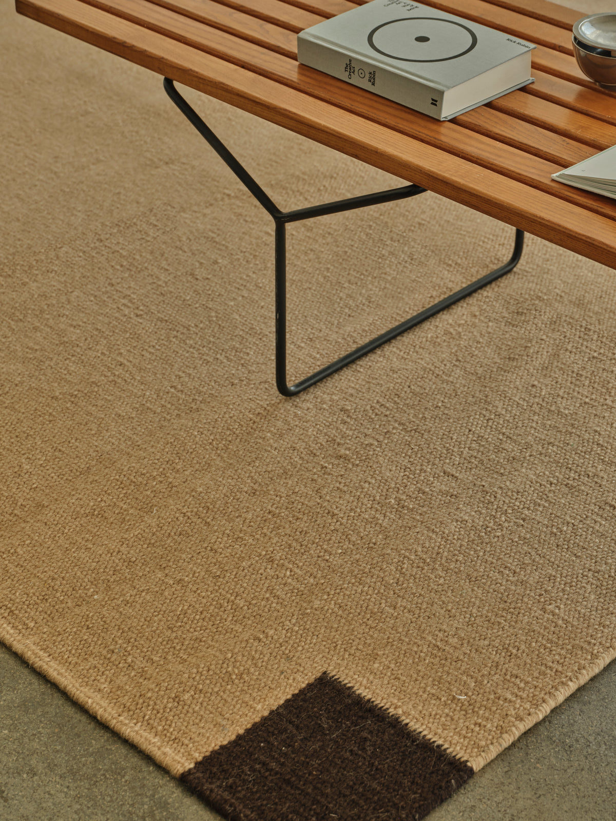 Riven Charcoal Black Washable Blended Wool Flatweave Rug double.online