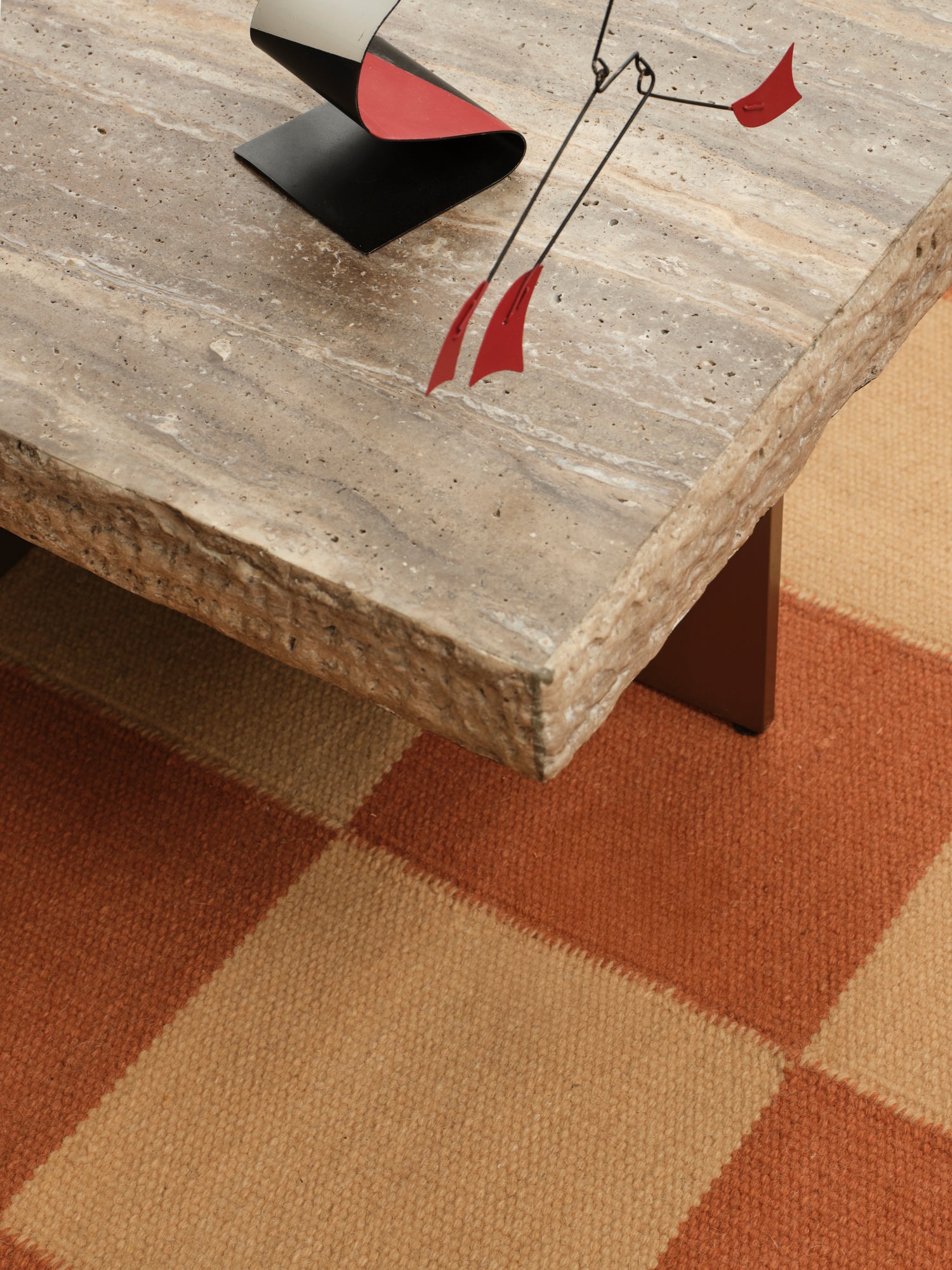Blockprint Terracotta Washable Blended Wool Flatweave Swatch double.online