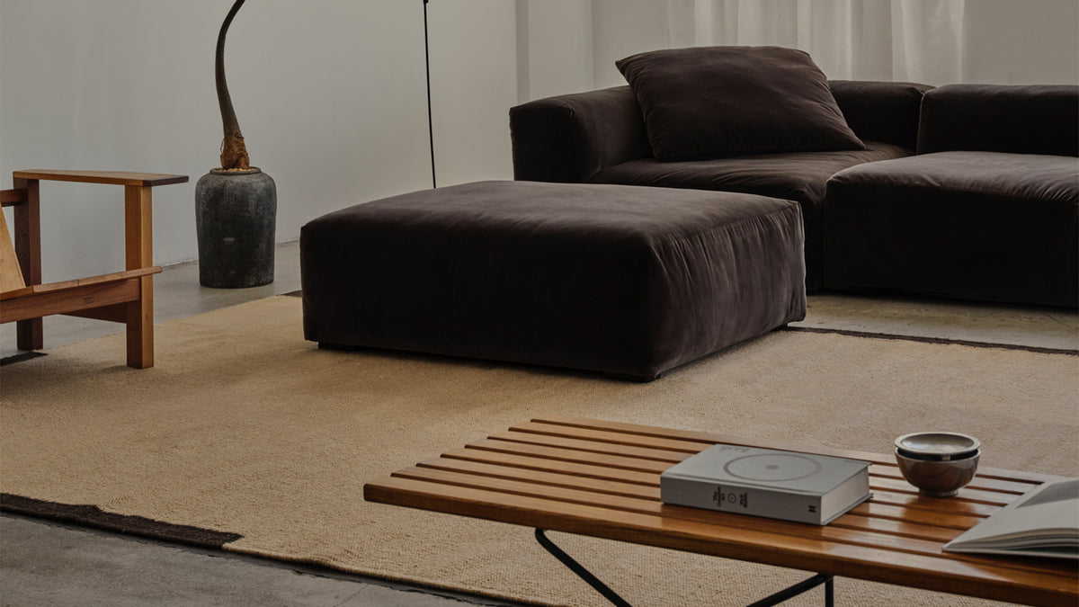 Riven Charcoal Black Washable Blended Wool Flatweave Rug double.online