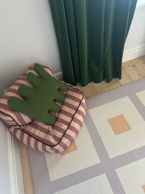 Square yellow chenille rug