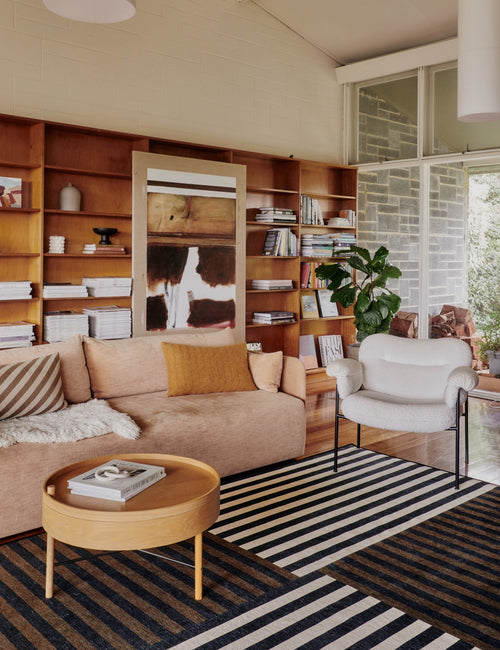 Stack black & brown chenille rug