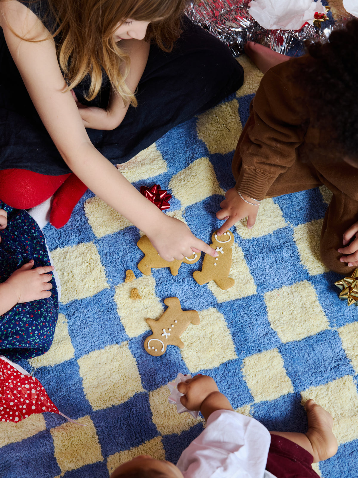 Micro Check  Light Yellow Washable Organic Cotton Cut Pile Rug