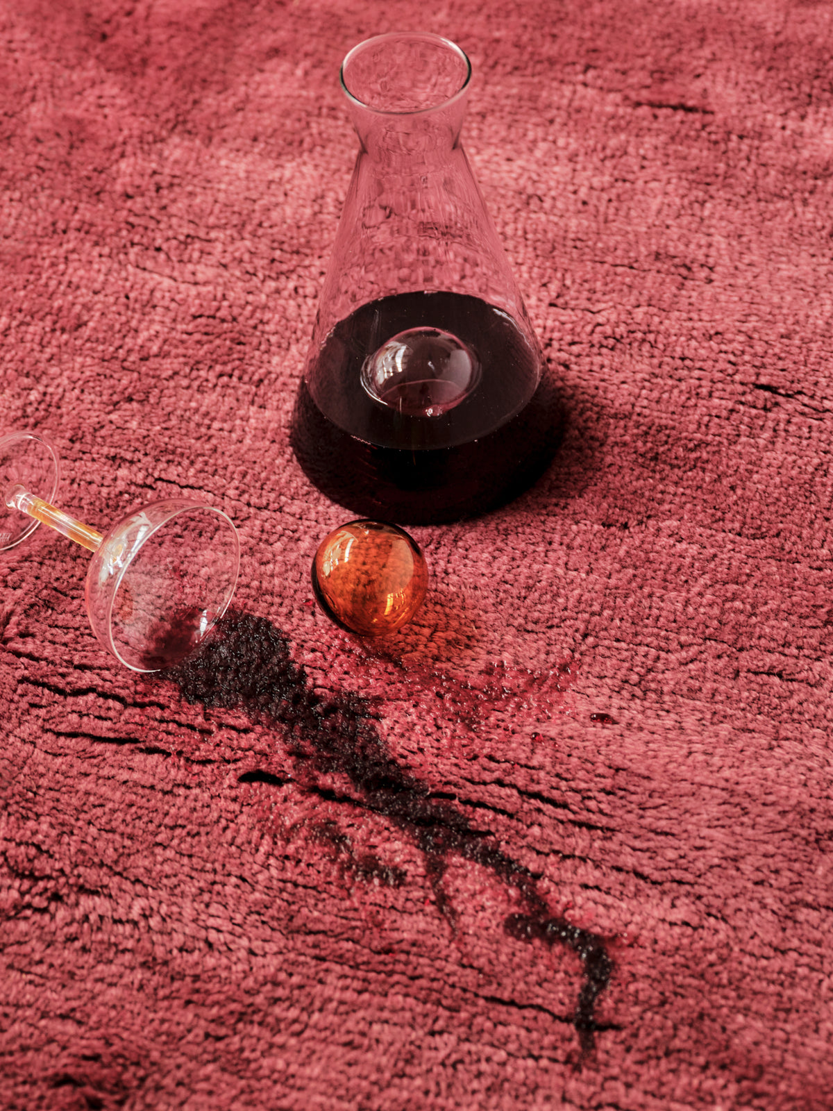 Nelson Burgundy Wine Washable Wool Fine Cut Pile Rug