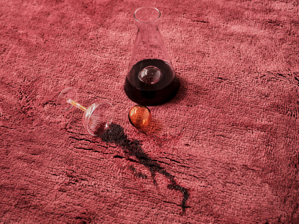 Nelson Burgundy Wine Washable Wool Fine Cut Pile Rug