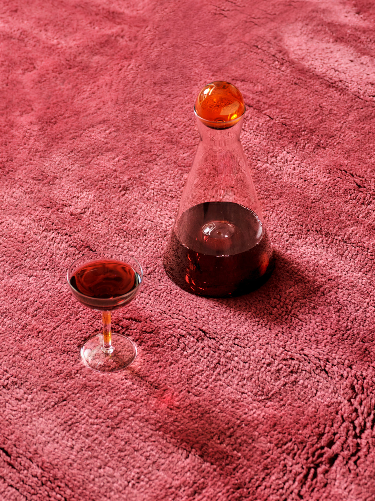 Nelson Burgundy Wine Washable Wool Fine Cut Pile Rug
