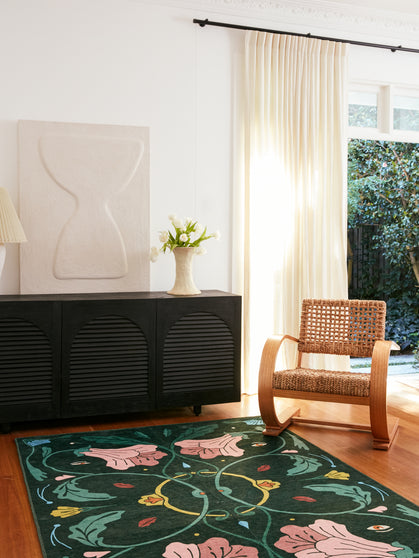 Beauty green chenille rug