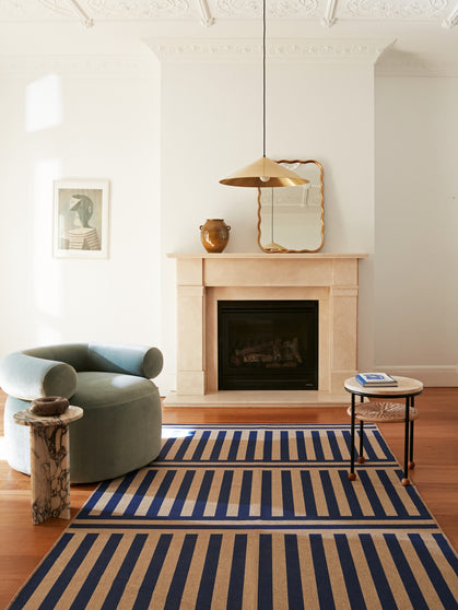 Plinth royal blue new jute rug