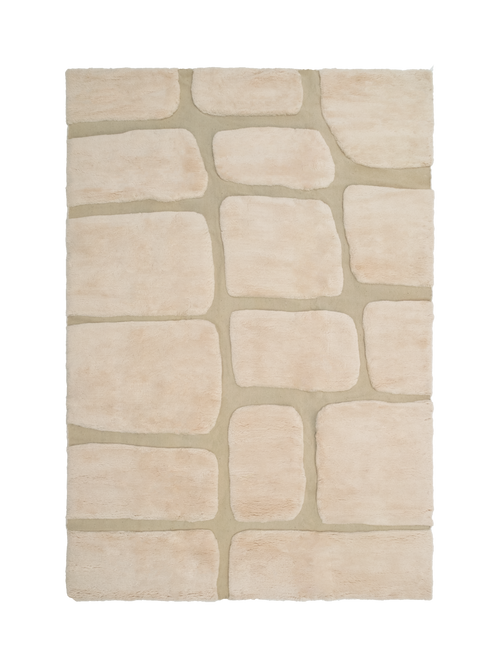 Ember neutral washable wool fine cut pile rug