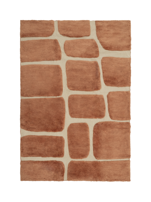 Ember rust washable wool fine cut pile rug