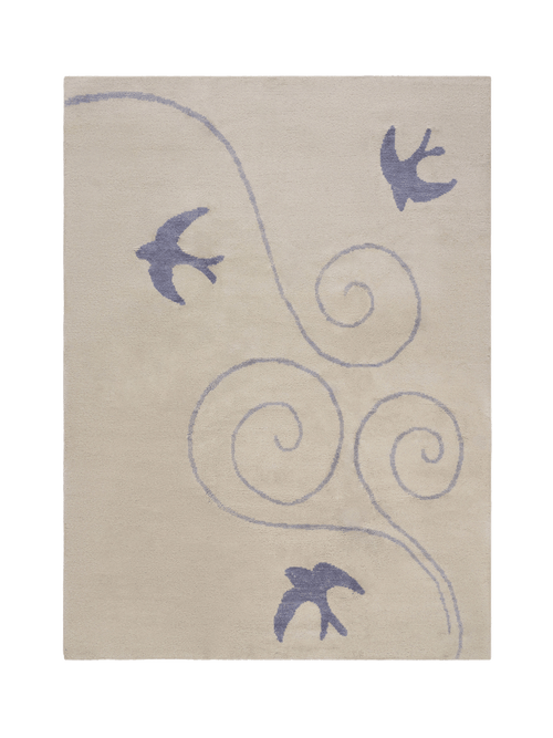 Flock cloud grey washable wool hand knotted rug double.online rug top only 160x230cm