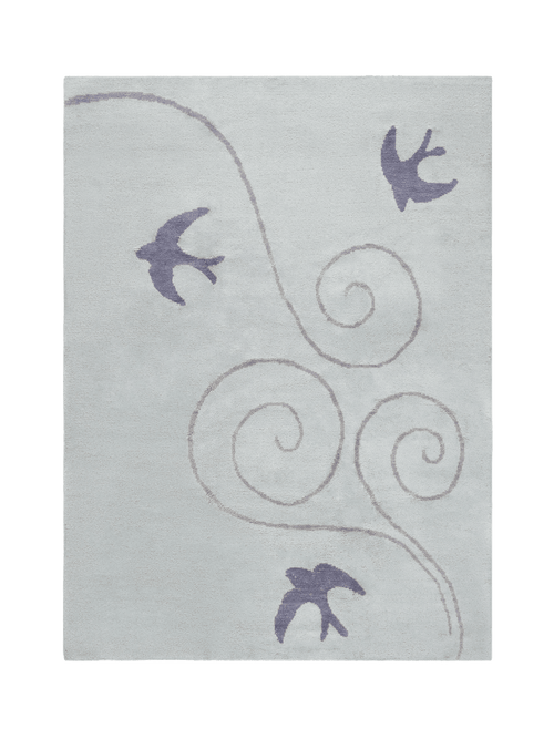Flock cloud grey washable wool hand knotted rug double.online