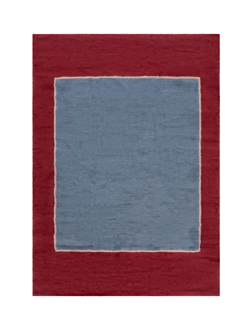 Frame steel blue washable wool fine cut pile rug double.online rug top only 160x230cm