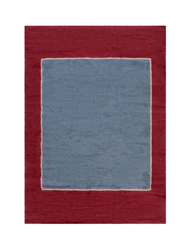 Frame Steel Blue Washable Wool Fine Cut Pile Rug double.online Rug Top Only 160x230cm