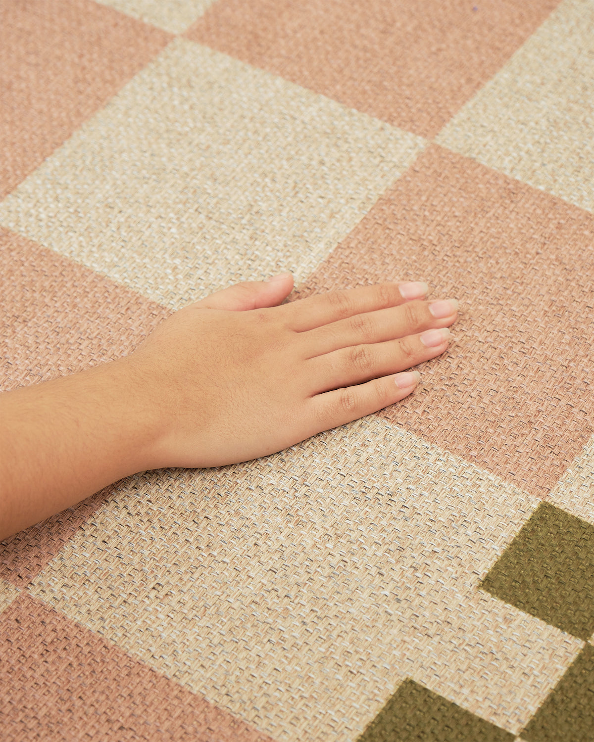 Checkered Pale Pink New Jute Rug