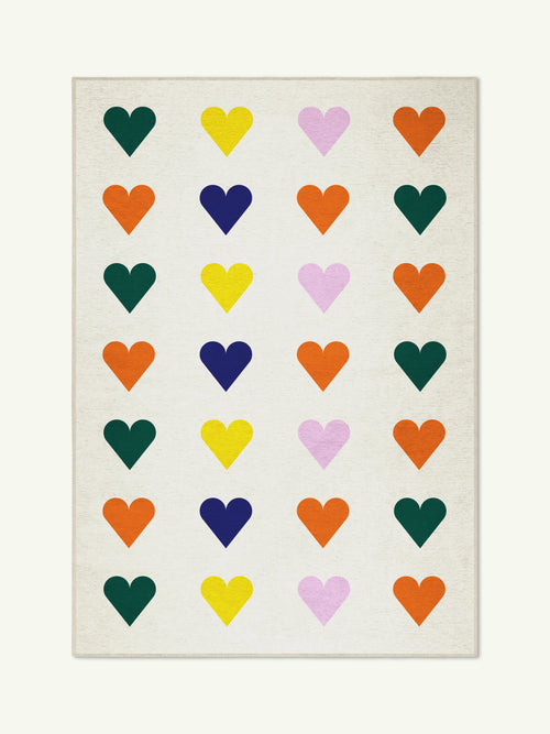 Hearts olive chenille rug