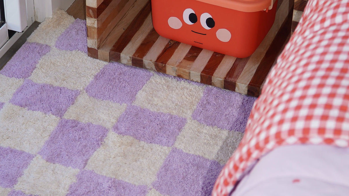 Micro Check Lavender Organic Cotton Pile Swatch double.online