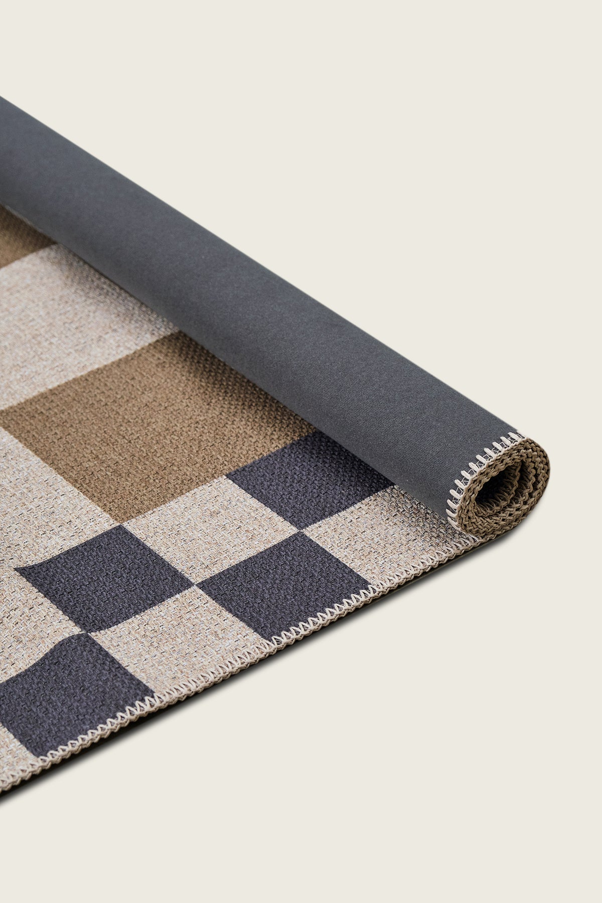 Checkered Taupe New Jute Rug