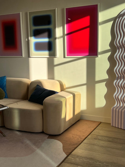 Configured brown chenille rug