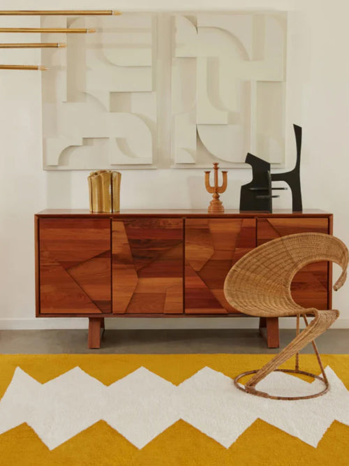 Jag white & yellow cotton feel rug