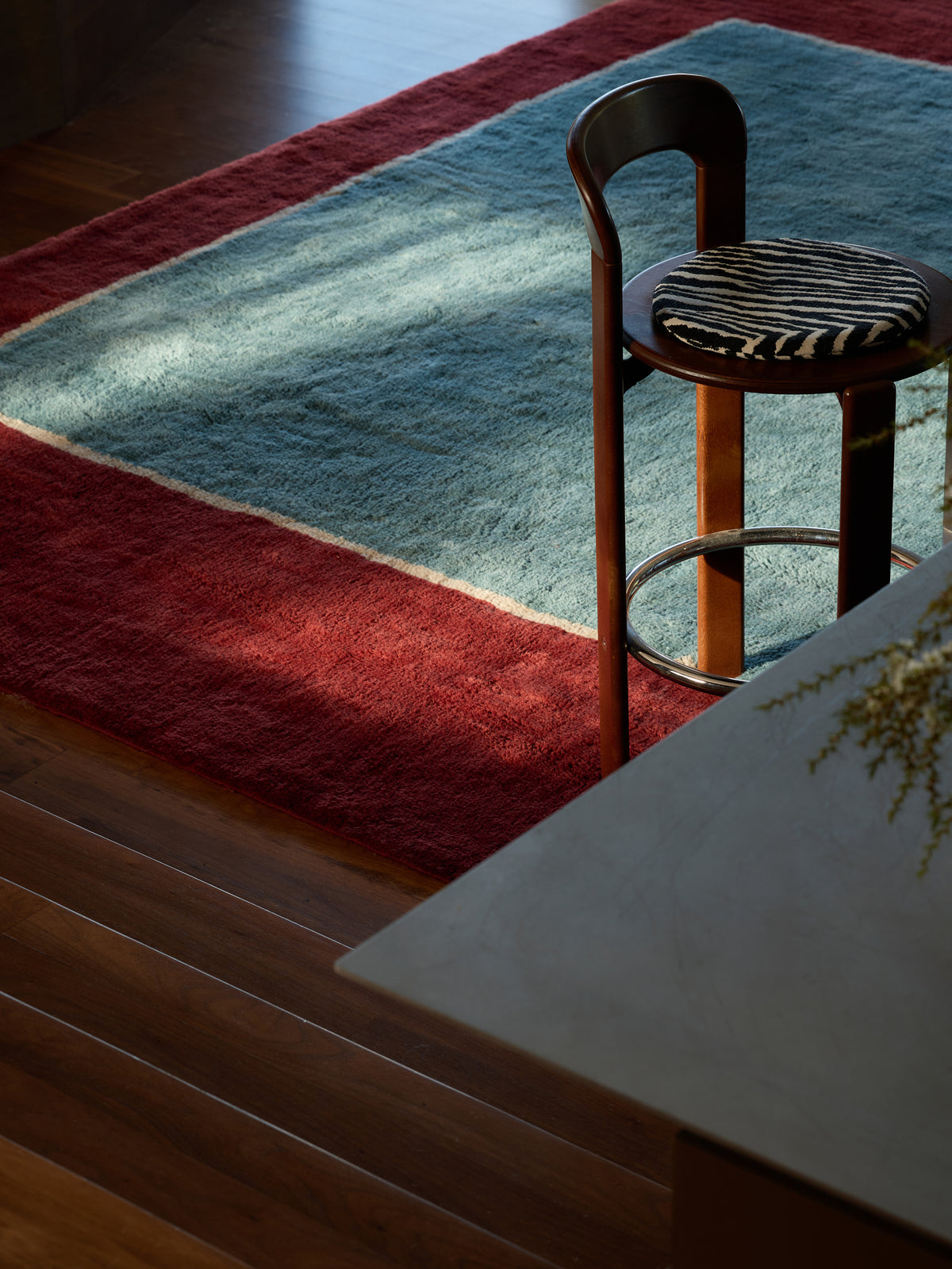 Frame Steel Blue Washable Wool Fine Cut Pile Swatch double.online