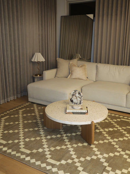 Quiet bone chenille rug