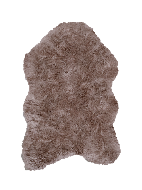 Mackenzie mocha washable wool sheepskin shaped rug