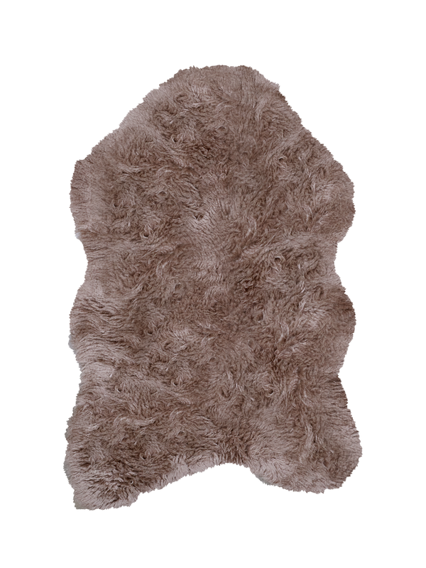 Mackenzie mocha washable wool sheepskin shaped rug