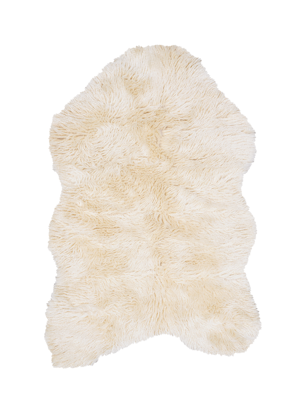 Mackenzie cream washable wool sheepskin shaped rug