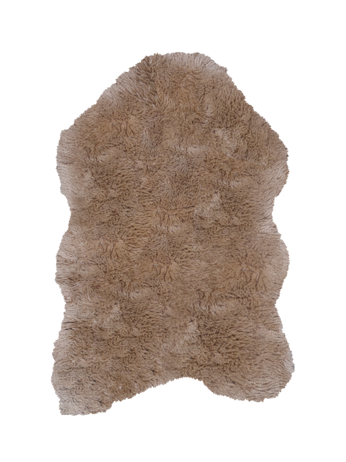 Mackenzie dark beige washable wool sheepskin shaped rug