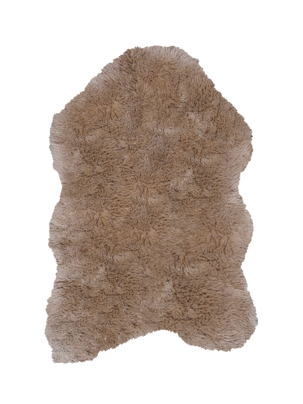 Mackenzie dark beige washable wool sheepskin shaped rug