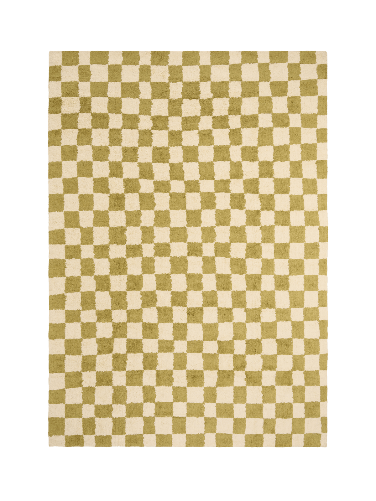 Micro Check Olive Organic Cotton Pile Rug double.online Standard System 90x150cm